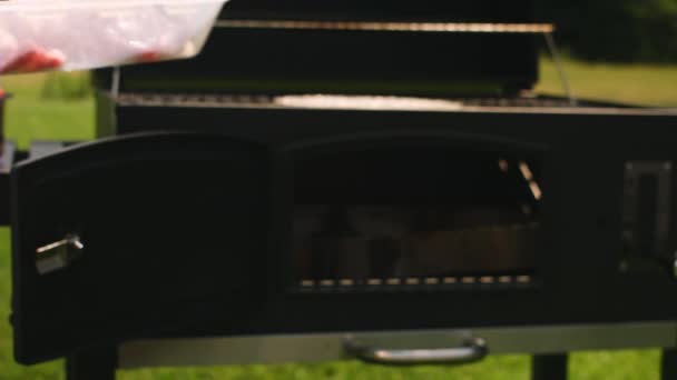 Grill i baghaven – Stock-video