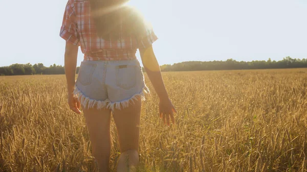 Junge Frau in einem Weizenfeld — Stockfoto