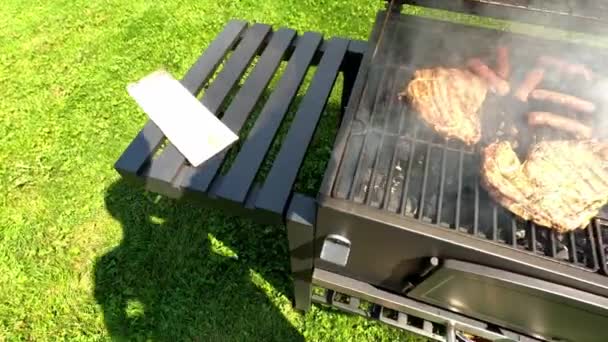 Barbecue in the backyard — Stock Video