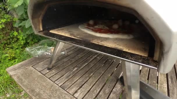 Пицца в духовке — стоковое видео