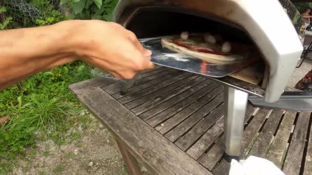 在烤箱里的比萨 — 图库视频影像
