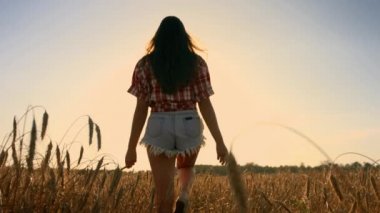 Buğday tarlasında mutlu bir kadın