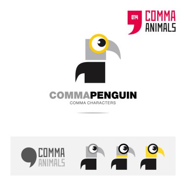 Penguen hayvan kavramı Icon set ve modern marka kimliğini logo şablonu ve app simgesi virgül işaret dayalı