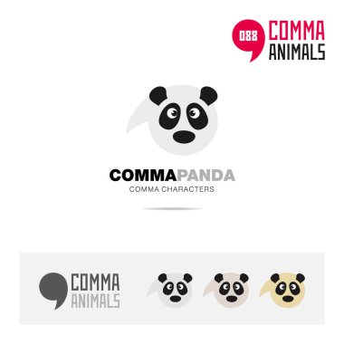 Panda hayvan kavramı Icon set ve modern marka kimliğini logo şablonu ve app simgesi virgül işaret dayalı
