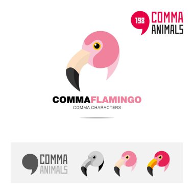 Flamingo kuşu kavramı Icon set ve modern marka kimliğini logo şablonu ve app simgesi virgül işaret dayalı