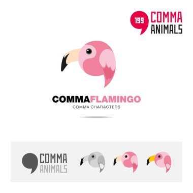 Flamingo kuşu kavramı Icon set ve modern marka kimliğini logo şablonu ve app simgesi virgül işaret dayalı