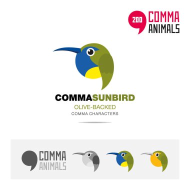 Sunbird olive baked bird concept icon set and modern brand identity logo template and app symbol based on comma sign clipart