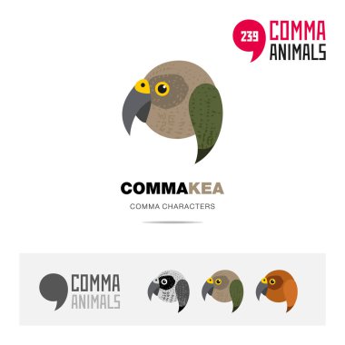 Kea Yeni Zelanda kuş kavramı Icon set ve modern marka kimliğini logo şablonu ve app simgesi virgül işaret dayalı