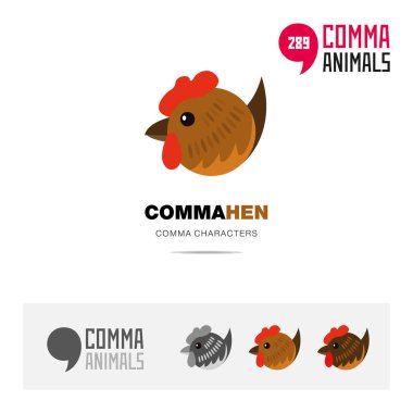 Tavuk kuş kavramı Icon set ve modern marka kimliğini logo şablonu ve app simgesi virgül işaret dayalı