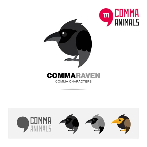 Raven Bird Concept Icon Set Modern Brand Identity Logo Template — Stock Vector