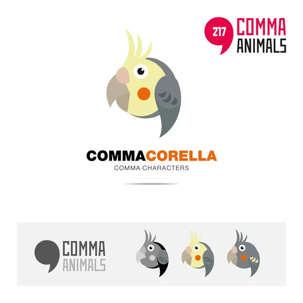 Corella Papegaai Vogel Concept Pictogrammenset Moderne Merk Identiteit Logo Sjabloon — Stockvector