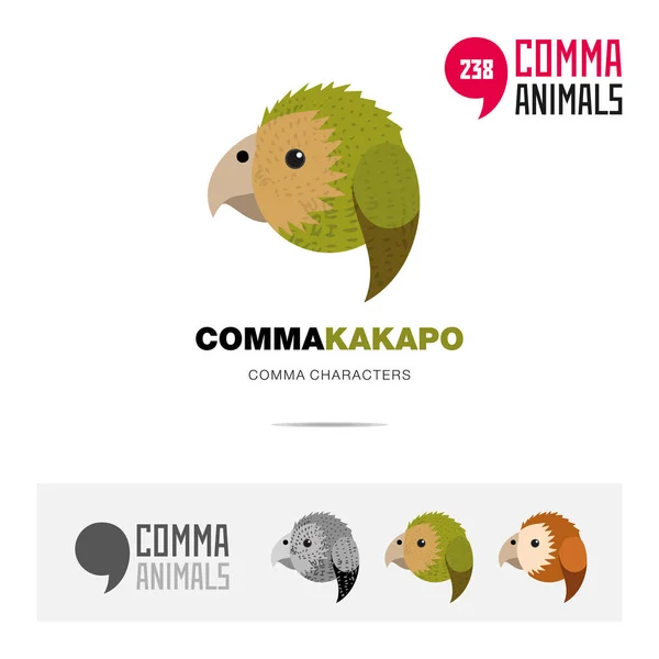 Kakapo Новая Зеландия Иконка Концепции Птицы Набор Современный Шаблон Логотипа — стоковый вектор