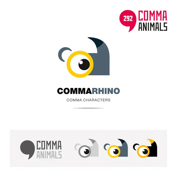 Conjunto Iconos Concepto Animal Rhino Plantilla Logotipo Identidad Marca Moderna — Archivo Imágenes Vectoriales