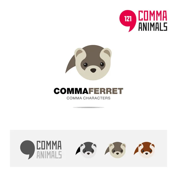 Conjunto Ícones Conceito Animal Furão Modelo Logotipo Identidade Marca Moderna Ilustrações De Stock Royalty-Free
