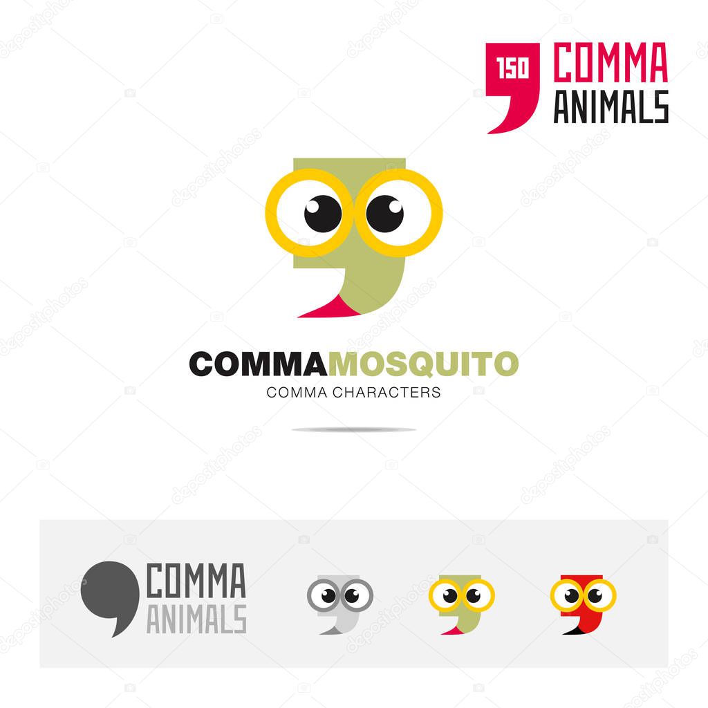 Mosquito insect concept icon set and modern brand identity logo template and app symbol based on comma sign