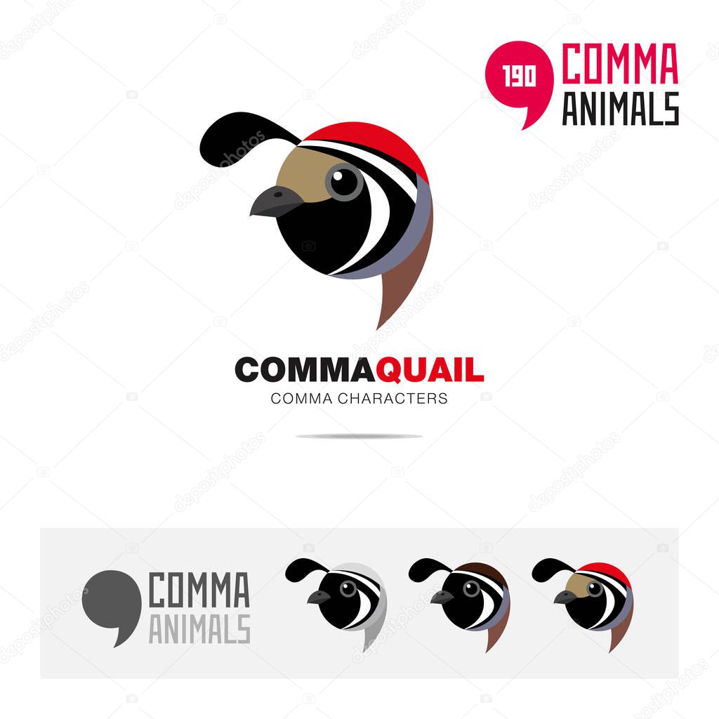 Quail bird concept icon set and modern brand identity logo template and app symbol based on comma sign