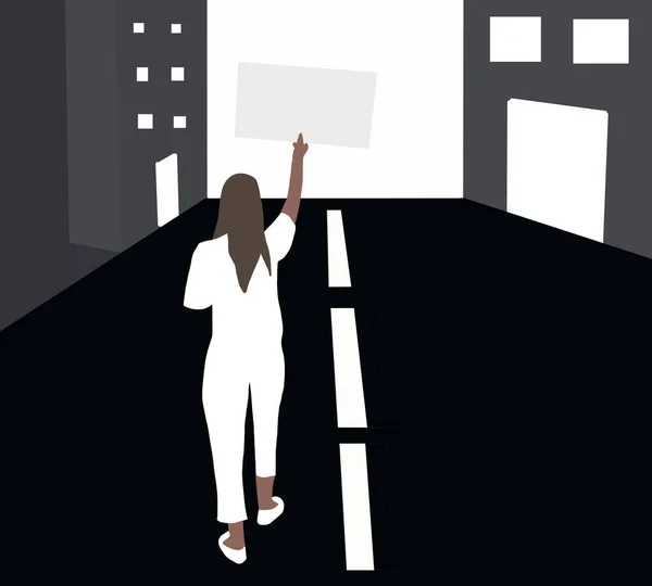 Μαύρη Γυναίκα Που Κρατάει Πινακίδες Πανό Και Πλακάτ Διαδήλωση Φωτογραφία — Φωτογραφία Αρχείου
