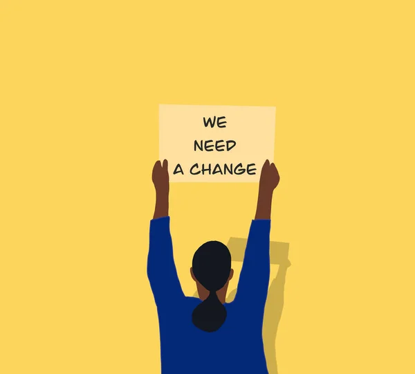 Female Protesting Equality Women Empowerment Protester People Yellow Background Concept — Stock Photo, Image