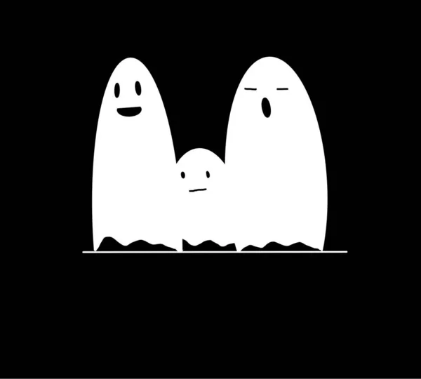Rodzina Przerażające Białe Duszy Halloween Upiorna Koncepcja Straszny Duch Lub — Zdjęcie stockowe