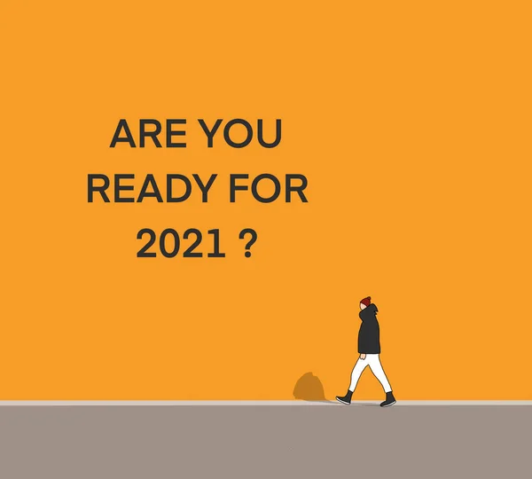 Muž Kráčí Ulici Motivací Pro Start Nového Roku 2021 Plány — Stock fotografie
