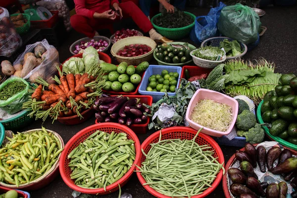 Fresh homegrown produce at a local market in hue, Vietnam