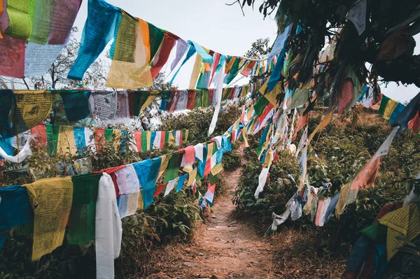 Tibetan Prayer Flags Trekking Route Annapurna Base Camp Nepal — Stock Photo, Image