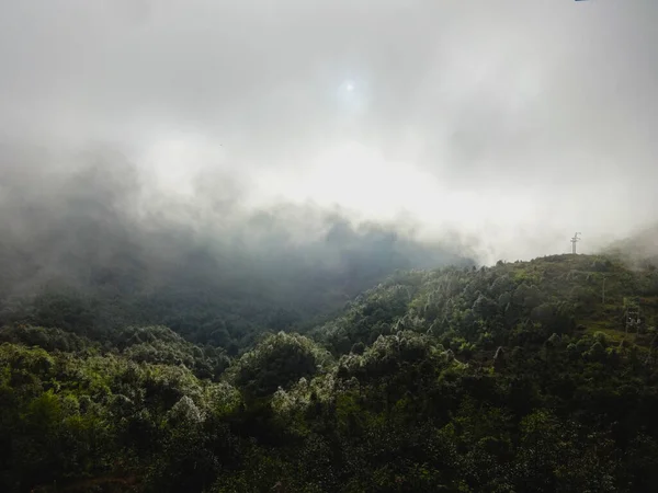 Névoa Rolando Sobre Floresta Espessa Lung Vietnã Durante Temporada Inverno — Fotografia de Stock