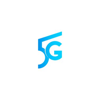5g etiket tasarım şablonu. Mavi vektör simgesi 5 nesil kablosuz internet ağ bağlantısı. Bilgi teknoloji logosu.