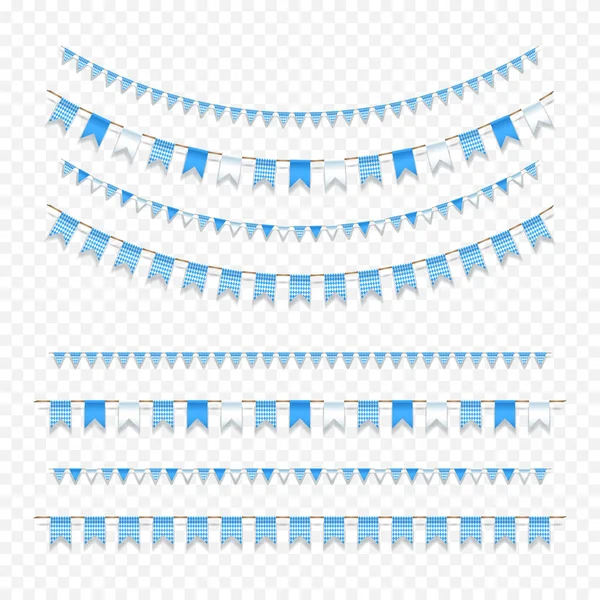 Collection Blue White Garlands Set Realistic Garlands Traditional Oktoberfest Colors — Stock Vector