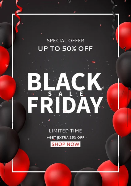 Promo Poster Black Friday Satılık Koyu Arka Plan Siyah Kırmızı — Stok Vektör