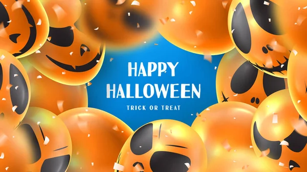 Feliz Banner Horizontal Venda Halloween Banner Promocional Férias Com Balões — Vetor de Stock