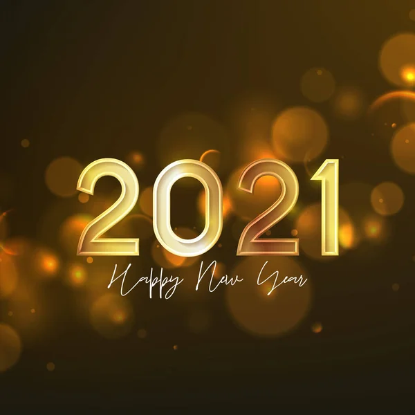 2021 Boldog Évet Üdvözlőlapot Vektoros Illusztráció Arany Szimbólummal Effektbokeh Sötét — Stock Vector
