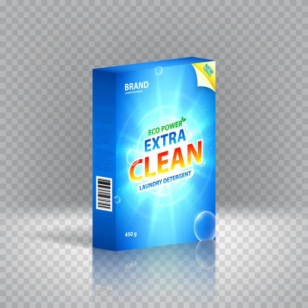 Realistyczne Pudełko Detergentu Prania Ilustracja Wektora Pojęcie Opakowania Reklamy Detergentu — Wektor stockowy