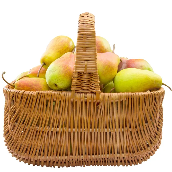 Basket Pears Isolated White Background — Stock Photo, Image