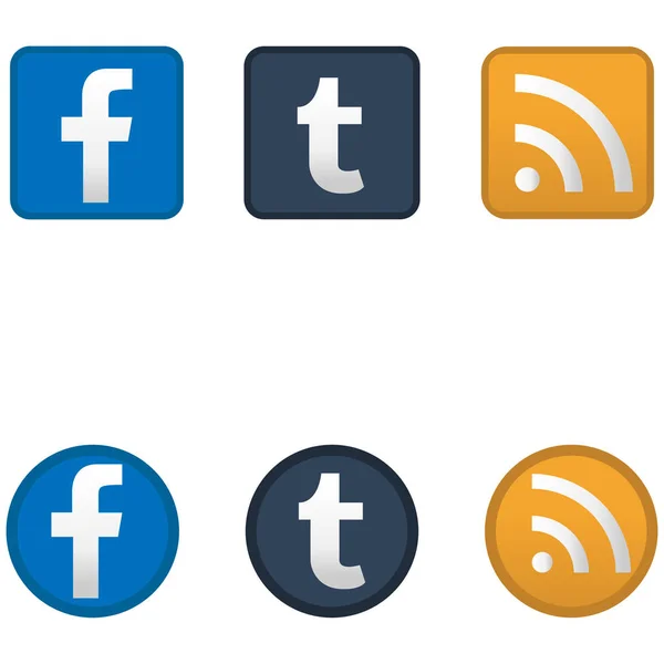 Social Media Icon Vector Flat Set Phone Bird Symbol — Stock Vector