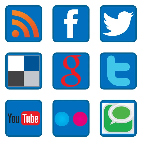 Social Media Icon Vektor Flat Set Phone Bird Symbol — Stockvektor