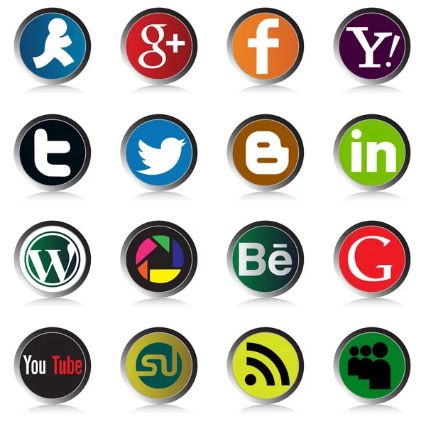 Media Icons Set Social Icon Black Elements Facebook Communication Instagram — Stock Vector