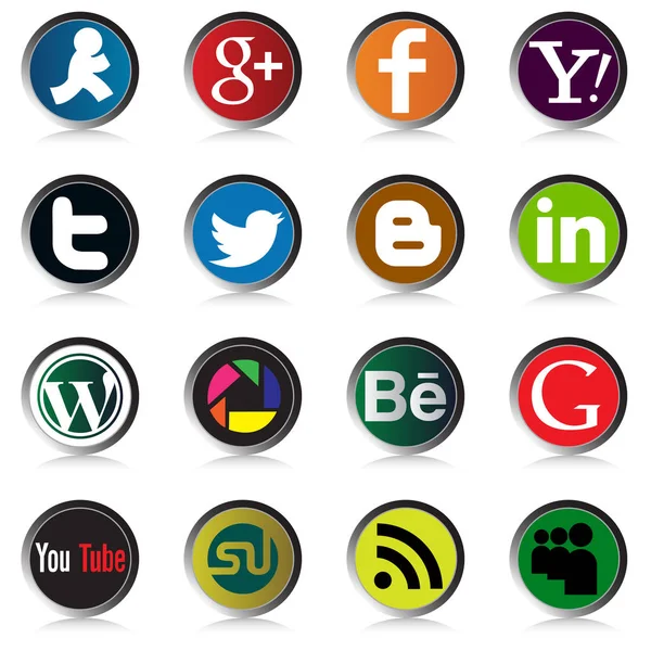 Media Ikony Zestaw Społecznego Ikona Czarny Elementy Facebook Komunikacji Instagram — Wektor stockowy