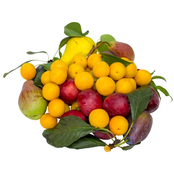 Frukt Frisk Röd Päron Färska Cherry Plum Mat Plommon Sweet — Stockfoto