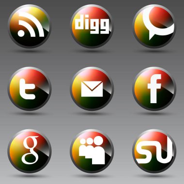 Medya, kutsal kişilerin resmi, vektör, seti, düz, beyaz, işaret, sembol, sosyal, telefon.