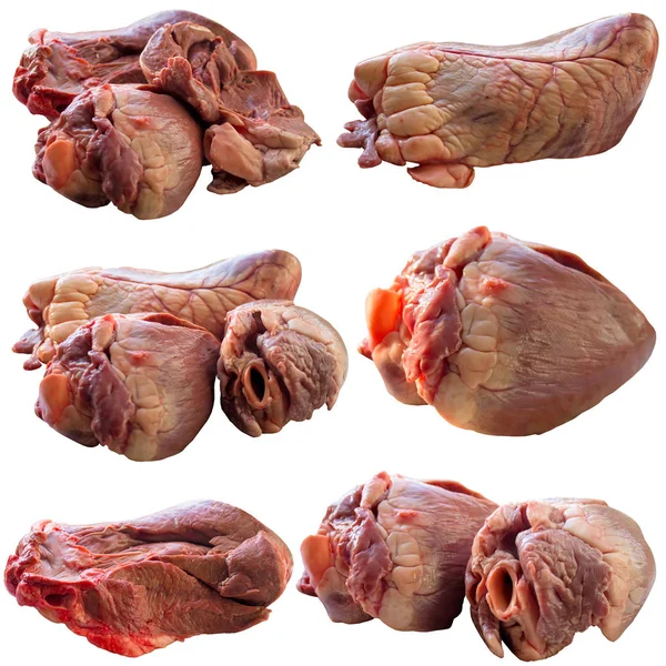 Hart Ruwe Rundvlees Wit Kalfsvlees Vlees Geïsoleerde Vet Rood Slager — Stockfoto