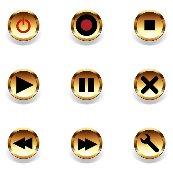 Musik Vektor Design Zeichen Sound Symbol Spiel Internet Set Glänzend — Stockvektor