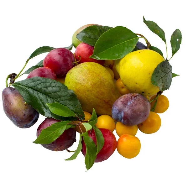 Obst Gesund Rot Birne Frisch Kirschpflaume Lebensmittel Pflaumen Süß Essen — Stockfoto