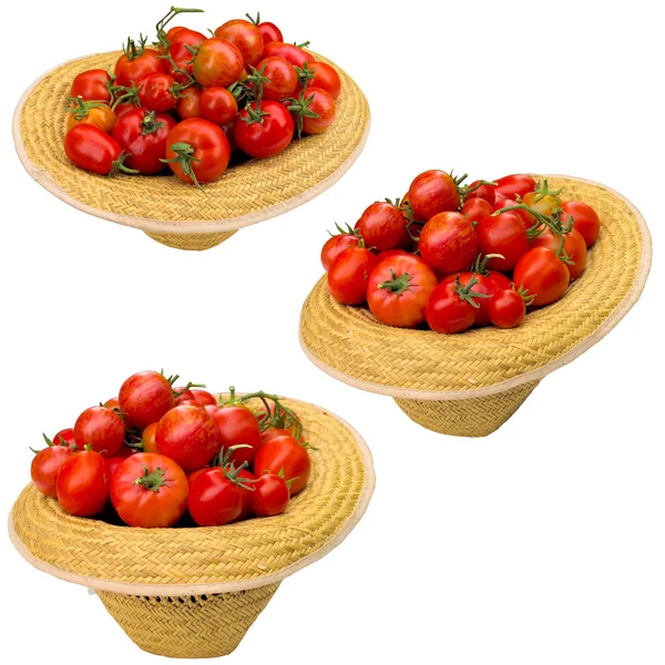 Tomates Sombrero Dieta Dieta Comida Frescura Fruta Brillante Grupo Mitad — Foto de Stock