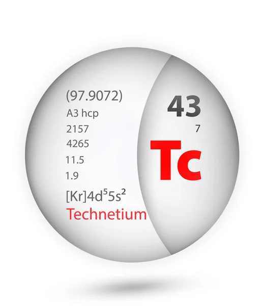 Icono Tecnecio Estilo Insignia Elemento Tabla Periódica Icono Tecnecio Uno — Vector de stock