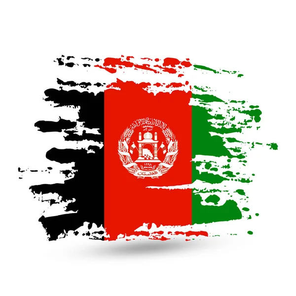 Grunge Penseelstreek Met Nationale Vlag Van Afghanistan Borstel Beroerte Achtergrond — Stockvector