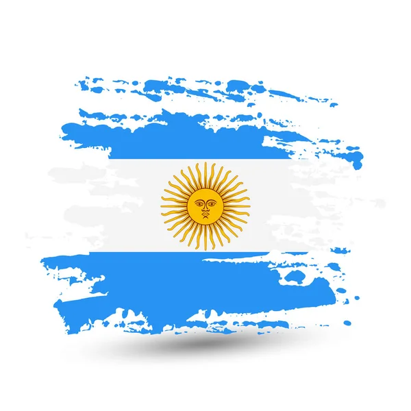 Grunge Pociągnięcia Pędzlem Argentyny Flagi Narodowej Szczotka Tło Udar Mózgu — Wektor stockowy