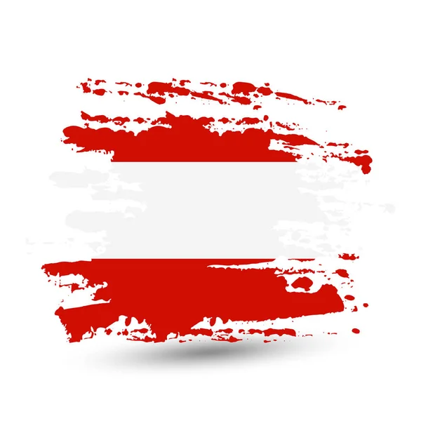 Grunge Fırça Darbesi Ile Avusturya Ulusal Bayrak Grunge Fırça Konturu — Stok Vektör