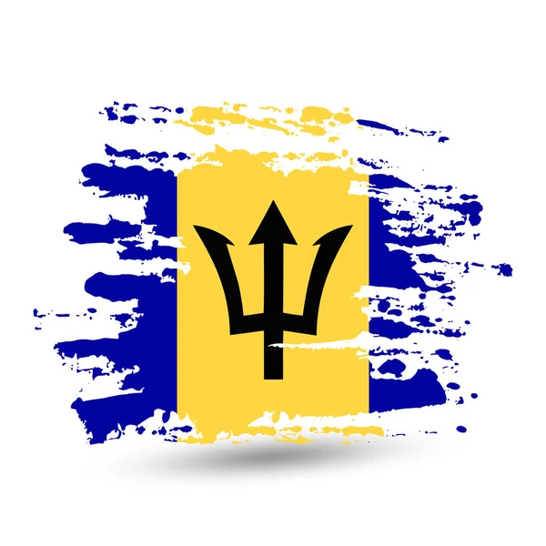 Pennellata Con Bandiera Nazionale Delle Barbados Sfondo Pennellata Con Bandiera — Vettoriale Stock