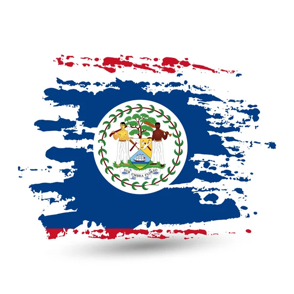 Coup Pinceau Grunge Avec Drapeau National Belize Fond Coup Pinceau — Image vectorielle